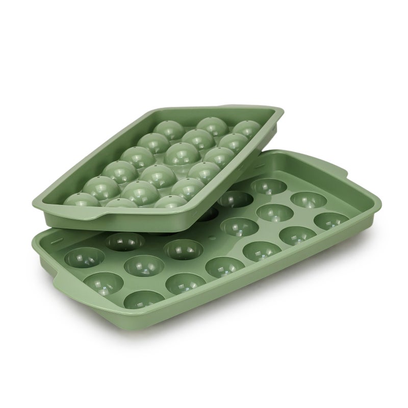 Herevin Polypropylene 18 Hole Round Ice Cube Tray, BPA Free Plastic Ice Cube Maker for Freezer, Easy Release Round Ice Mould for Drinks, Cocktails, Juice & Home Use – Assorted (Green/Orange) - Image 4